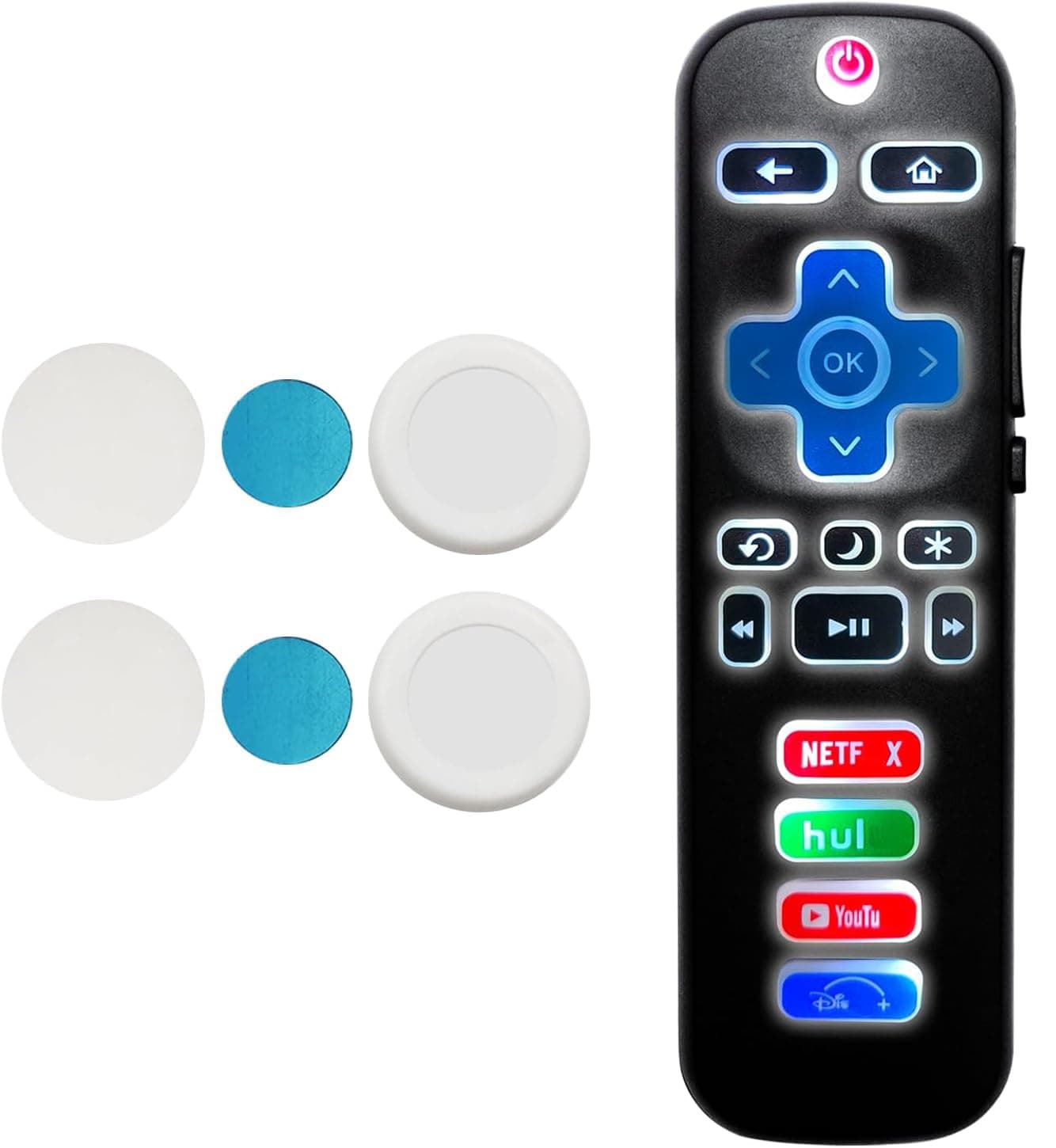 Replacement Backlit Roku TV Remote Control, for TCL/Hisense/Sharp/Philips/Onn/Element/Insignia/Westinghouse Roku TV (NOT for Roku Stick or Box, NOT with Headphone Jack)