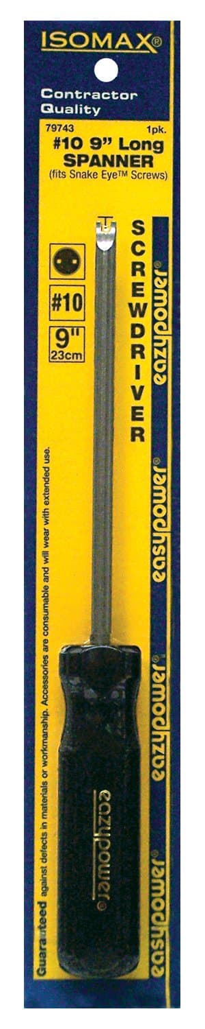 Eazypower 79743 1-Pack #10 Spanner Security Isomax 9-inch Screwdriver (fits Snake Eye Screw)
