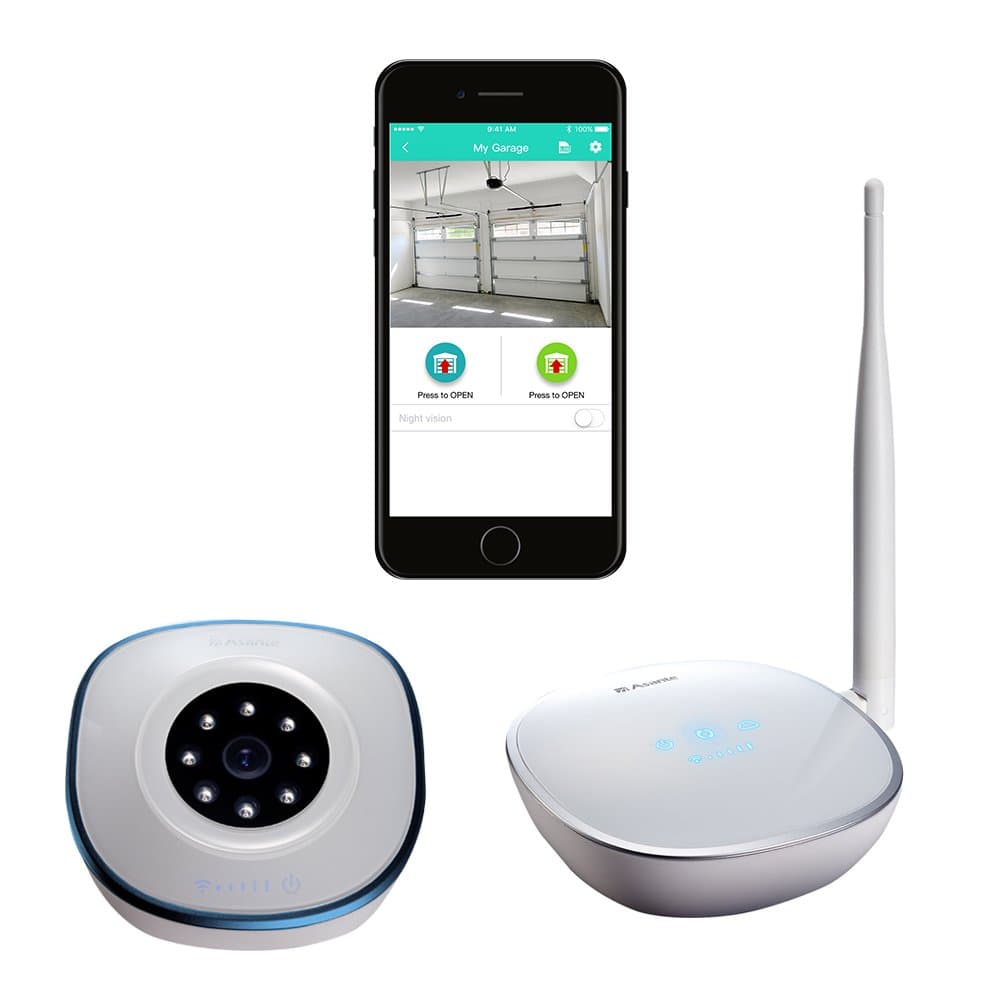 Asante 99-00900-UK with Built Camera Kit, remotely Open and Close Doors from a Smartphone with Internet Access and See Streaming Video of Your Garage Area, White