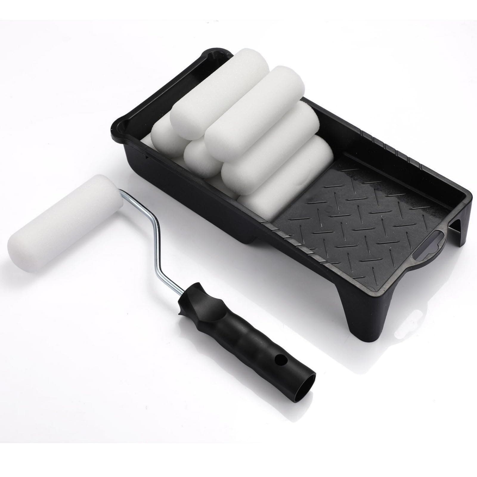 Foam Paint Roller, 4 Inch-10 Pack Paint Roller Kit, Complete Mini Paint Roller Kit with Small Foam Paint Roller Covers, Frame, Tray, and Liner for Professional Painting Results