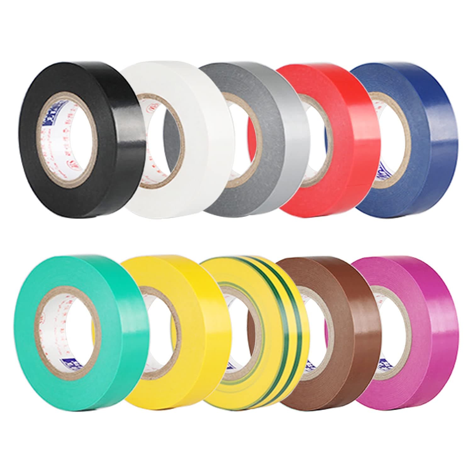 TSKDKIT 10 Rolls 10m Electrical Tapes Mixed Colour Electrical Insulation Tapes 15mm PVC Waterproof Adhesive Tapes for General Power Circuit Wiring