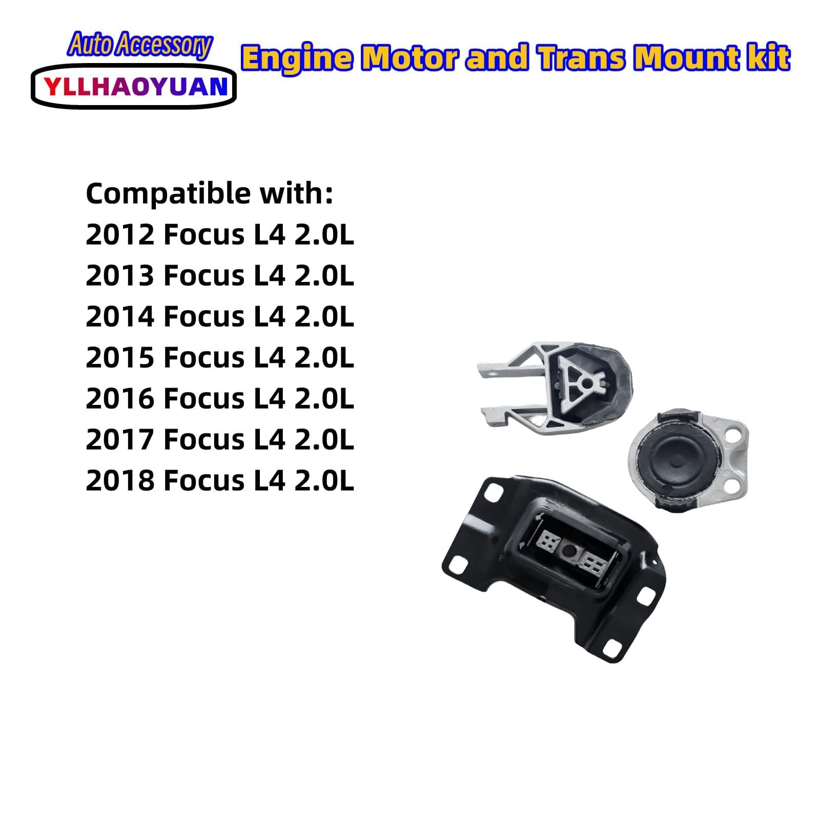 Complete Torque Arm Mount Set for 2012-2018 Focus 2.0L - Replaces 3214, 3103, 3238, A5312, A5520, A5612 - Fixes Engine Vibration