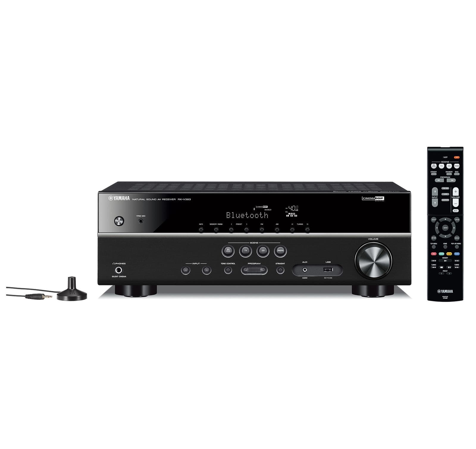 Yamaha RX-V383BL 5.1-Channel 4K Ultra HD AV Receiver with Bluetooth