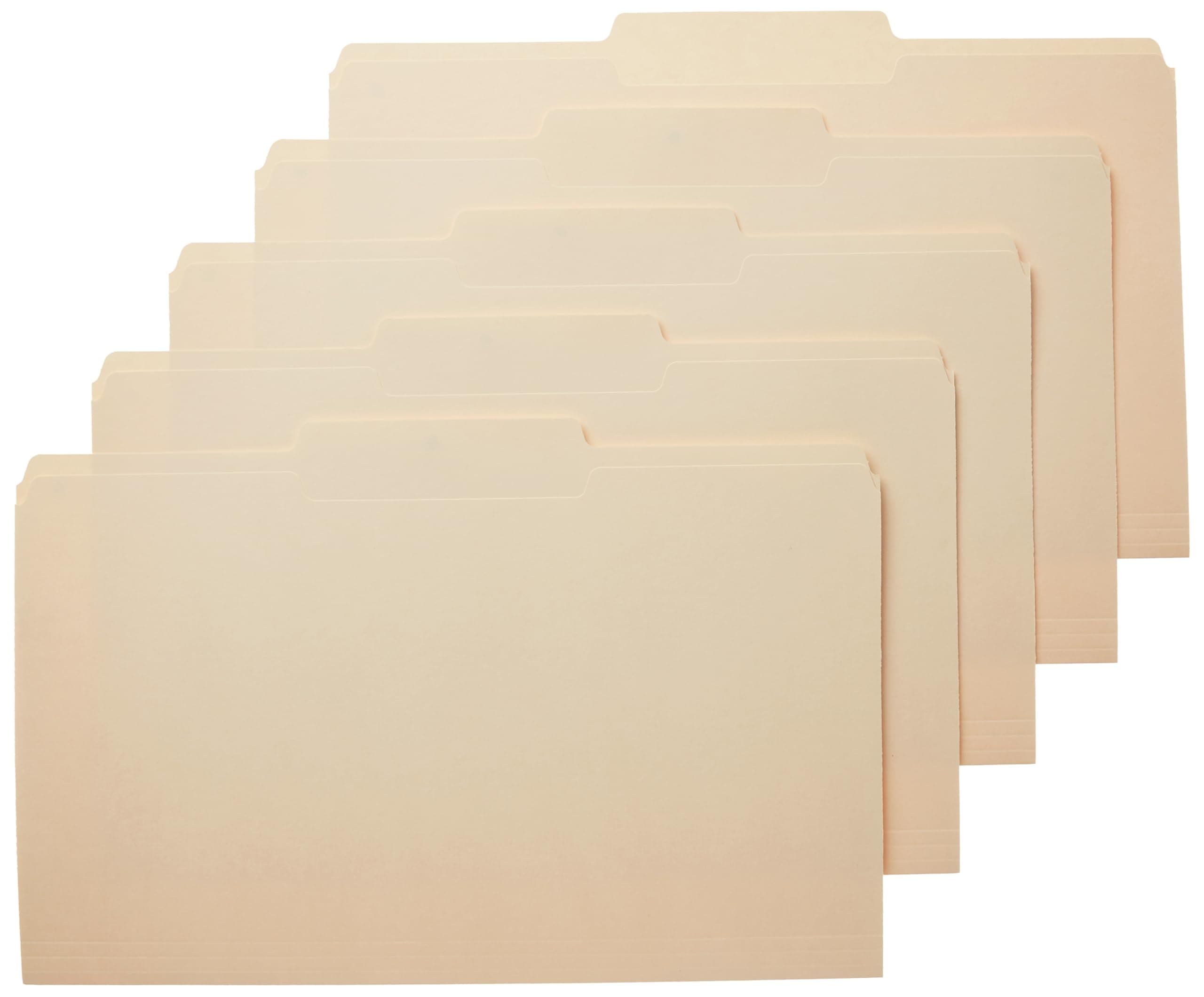 Sturdy Manila File Folders, 1/3 Tabs in Assorted Positions for Filing and Easy Labeling, Legal Size, 8.5 x 14 inch, 100-Pack