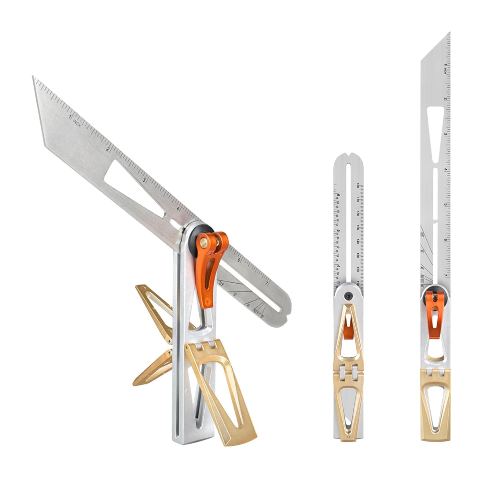 Woodworking Scriber Ruler Movable Angle T-Shape Mult-Angle Scribing Tool, Marking Line Positioning Square Dovetail Gauge for Carpenter