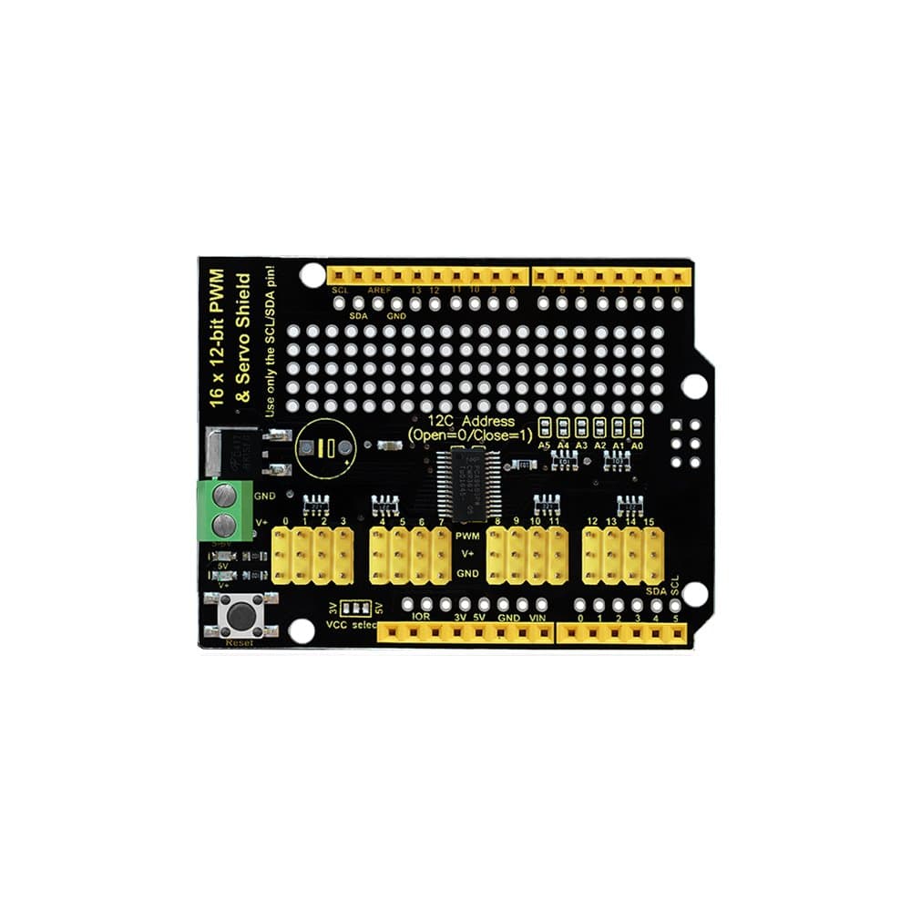 KEYESTUDIO 16-Channel 12-bit Servo Motor Driver Board I2C Interface for Arduino R3 Controller