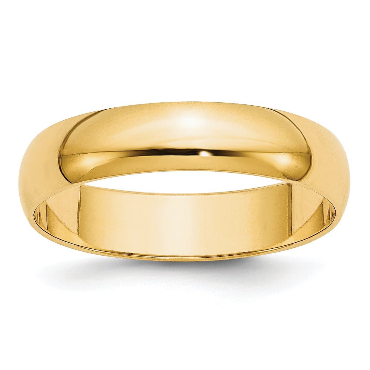 Solid 14k Yellow Gold 5 mm Rounded Wedding Band Ring