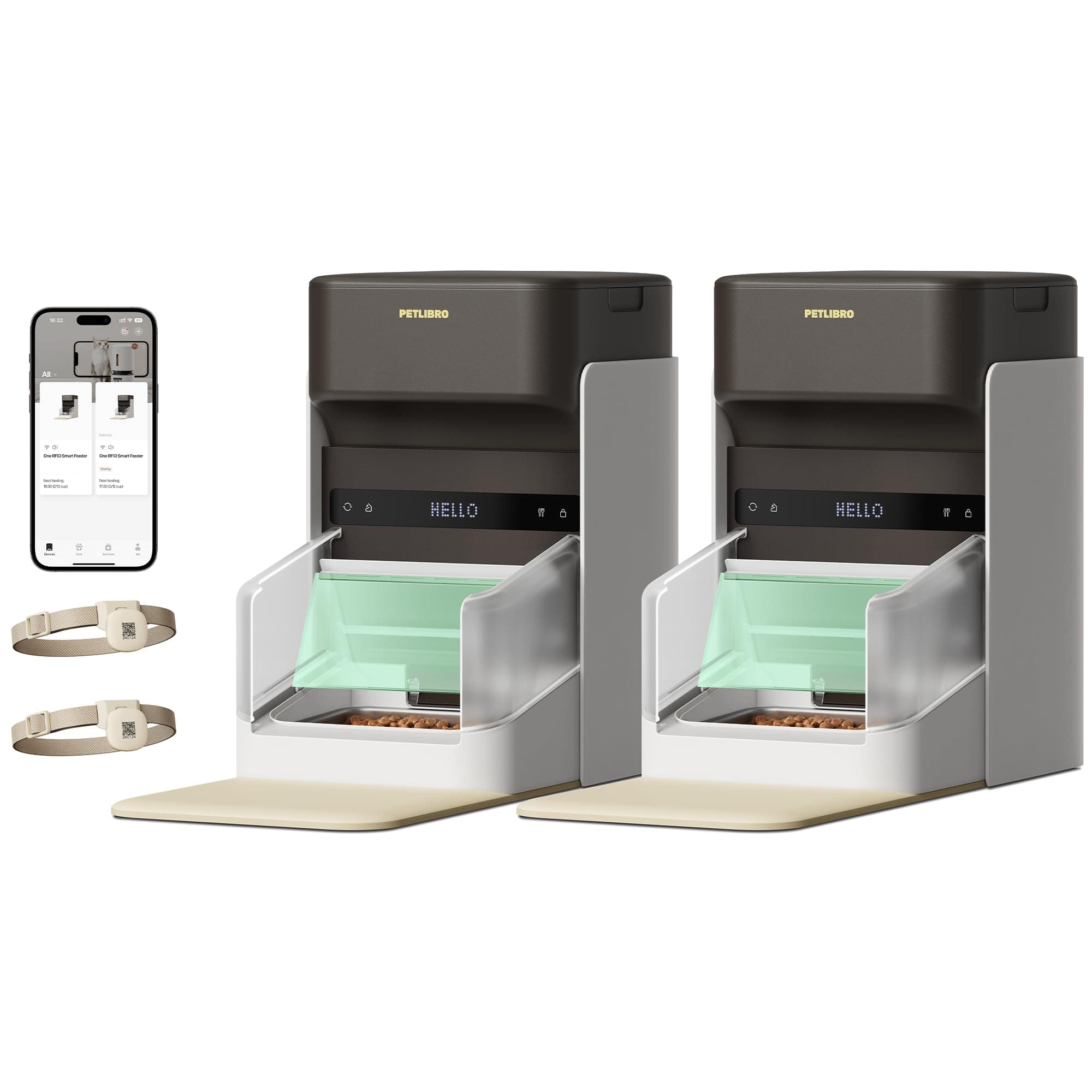 PETLIBRO RFID Automatic Cat Feeder for 2 Cats, Collar Tag Activated Personal Meal, 5G&2.4G Wi-Fi Programmable Food Dispenser for Multiple Cats with Different Diets