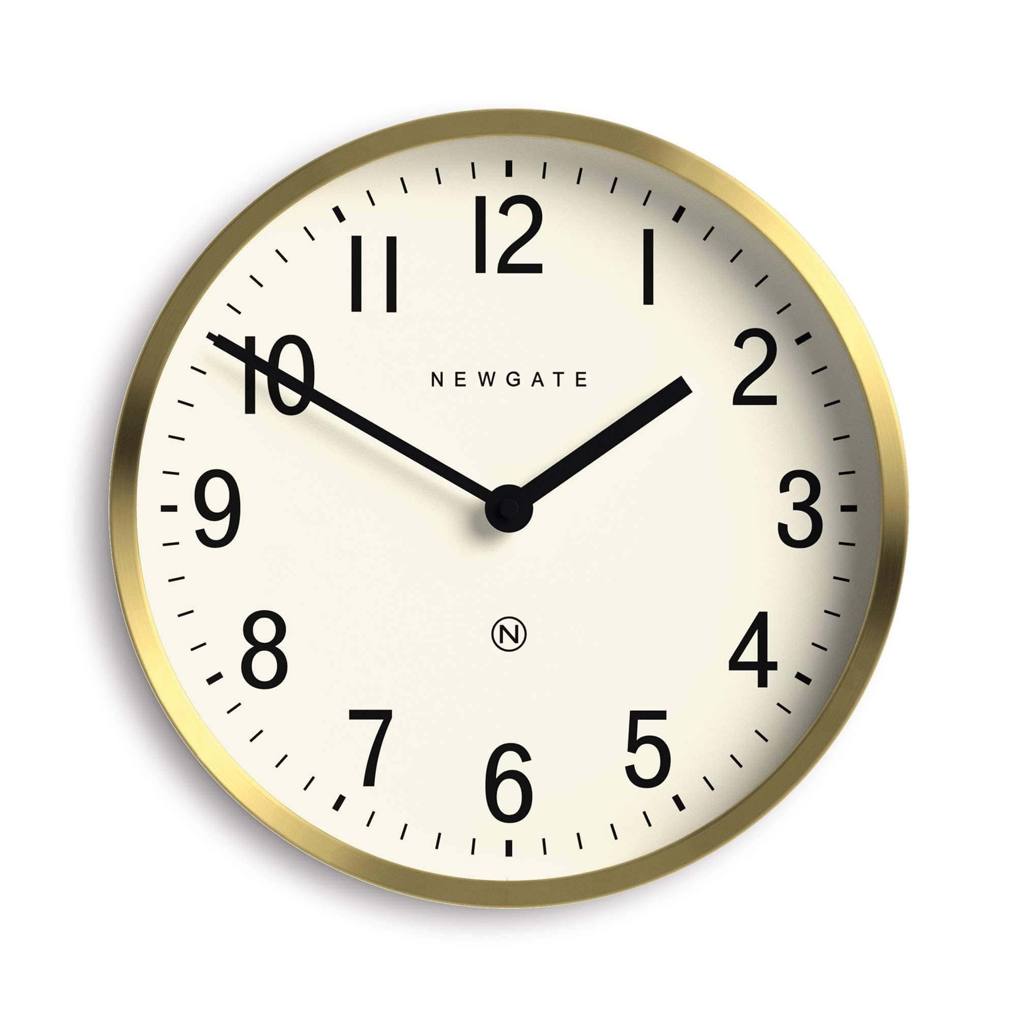 Master Edwards wall Clock | Mid-Century Style Clock | 12 inch | Deep Metal case with Brass/Gold Finish | Modern Retro Design for Kitchen, Living Room or Office