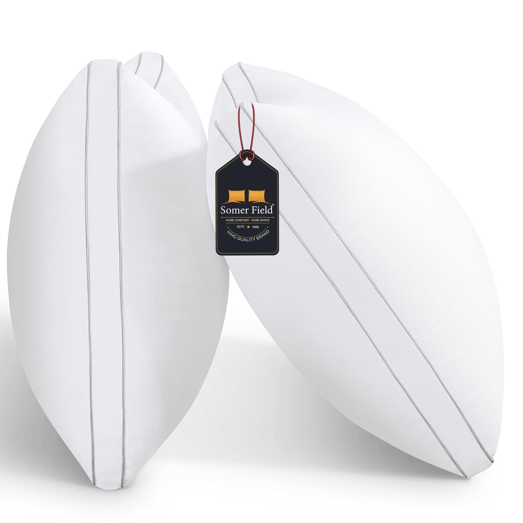 02 Piece Pillows Pack Side Sleeping Bed Pillow for Side Back Stomach Sleepers Hotel Quality Down Alternative Easy Care Premium Quality, White, Queen Size 20X30 Inches, Best Buy