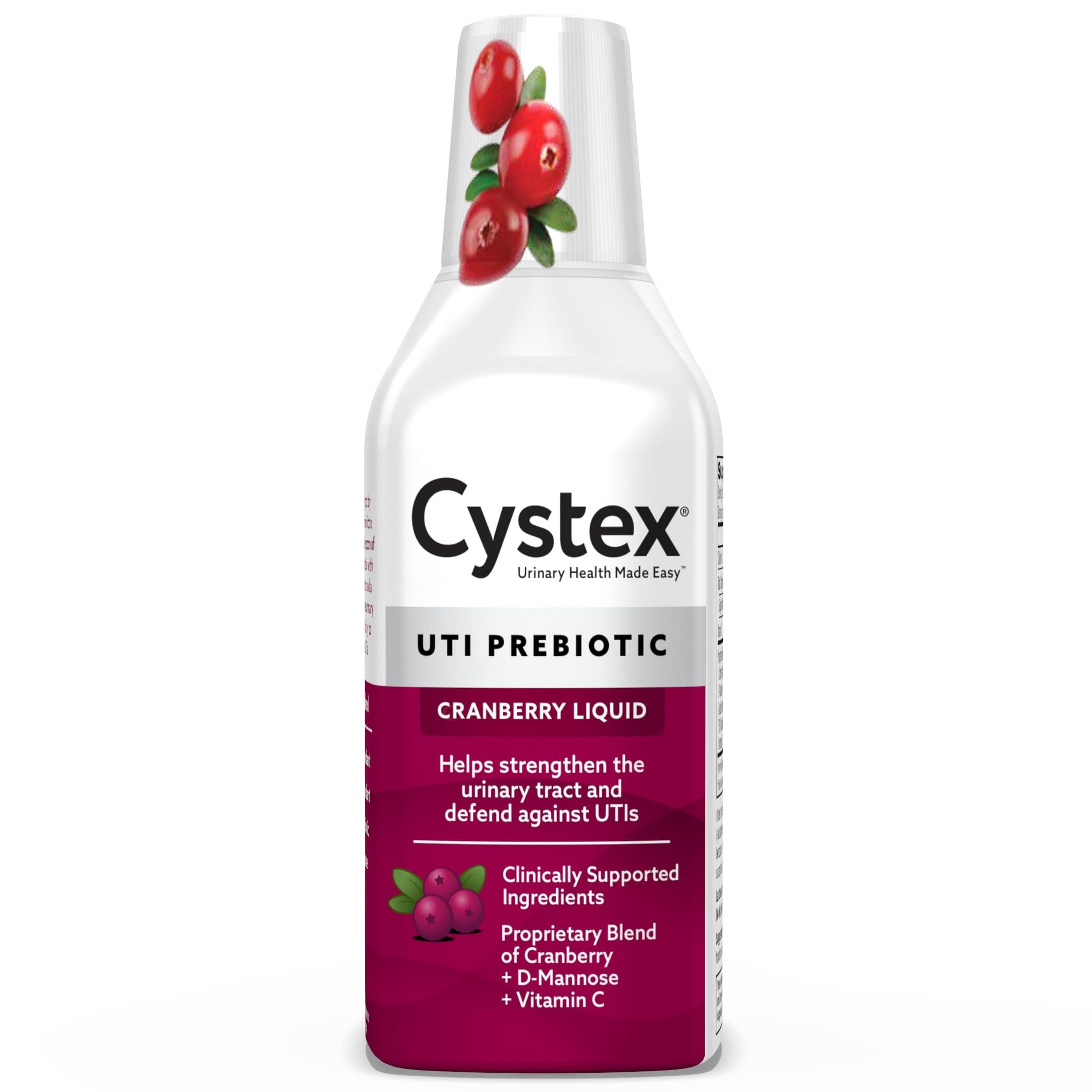 Cystex Urinary Tract Infection Support & Prevention - Cranberry Prebiotic Supplement with D-Mannose & Vitamin C for UTI Protection & Urinary Health Maintenance - 7.6 fl oz (Pack of 1)