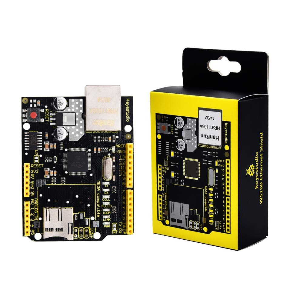 KEYESTUDIO Ethernet Shield W5100 Network Shield Micro-sd Card Slot Easily Connects to Internet for Arduino Mega 2560 R3 Starter Kit