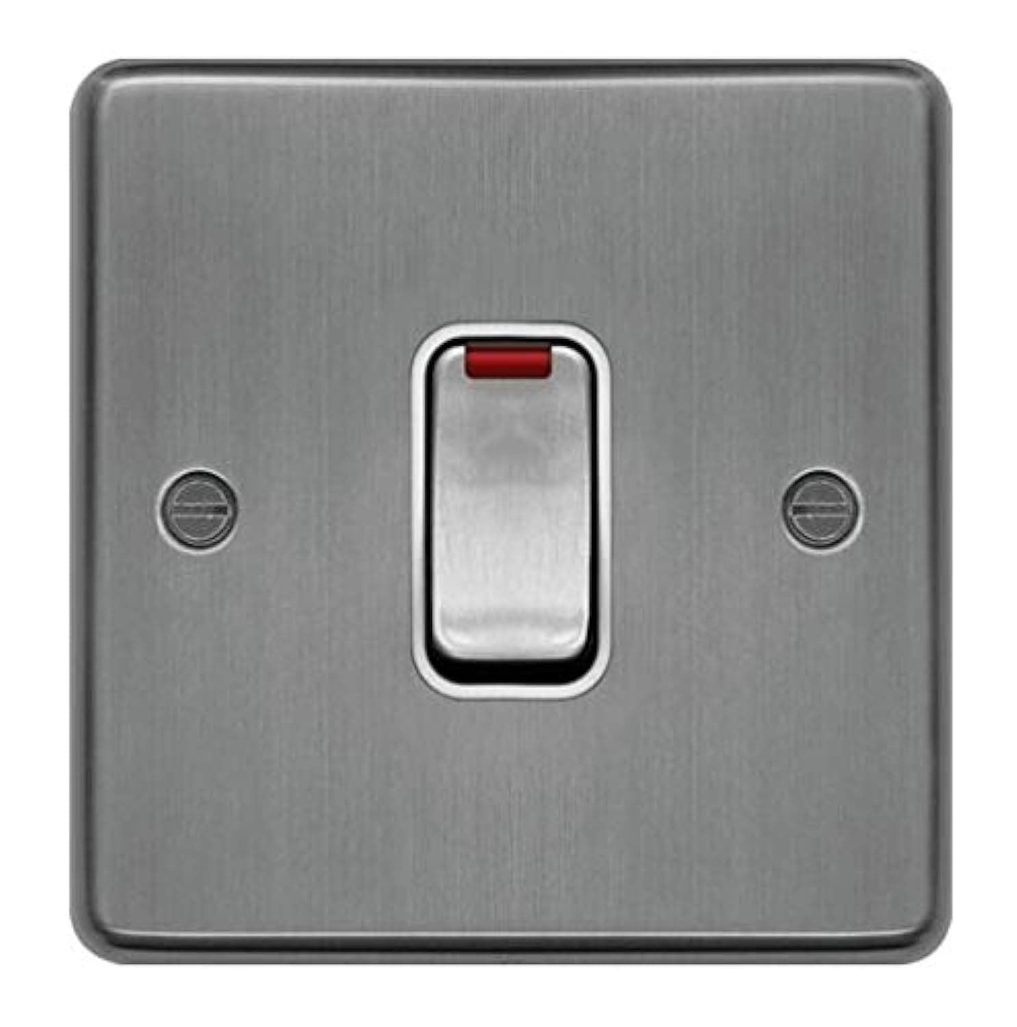 HAGER SOLLYSTA 20A Double Pole Switch with LED Indicator Brushed Steel White WRDP84NBSW