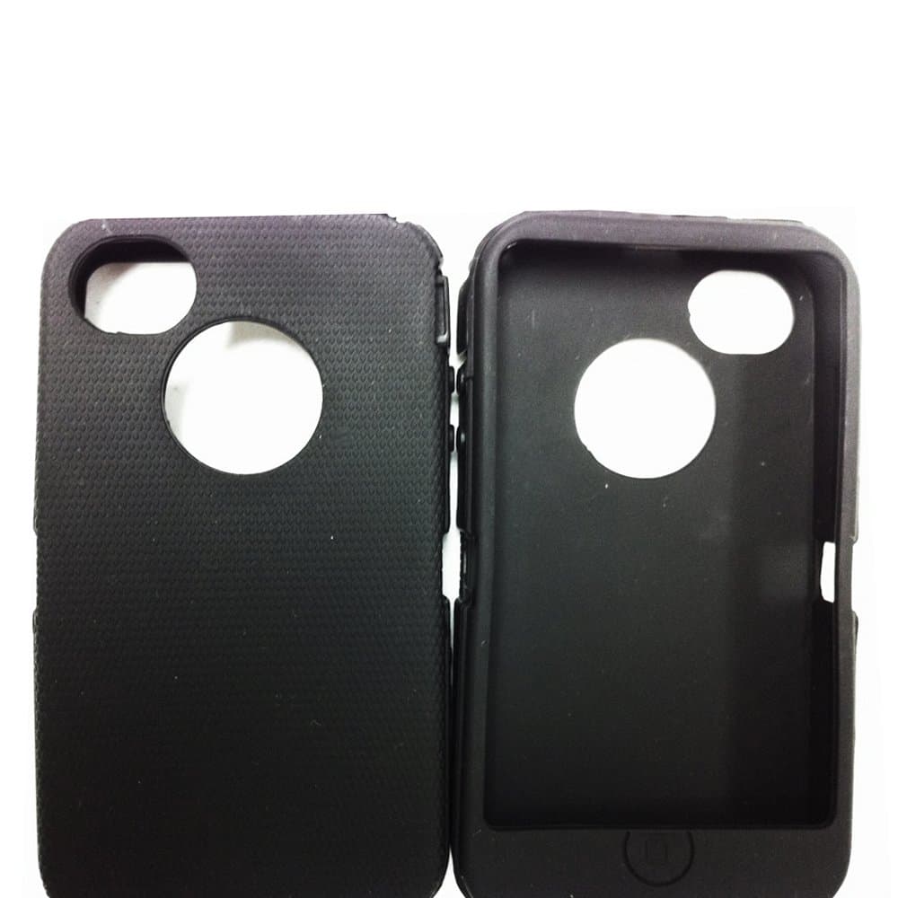 Replacement Silicone Skin For iphone 4/4s Otterbox Defender case with Oval cutout by SportyGigabite (Black)