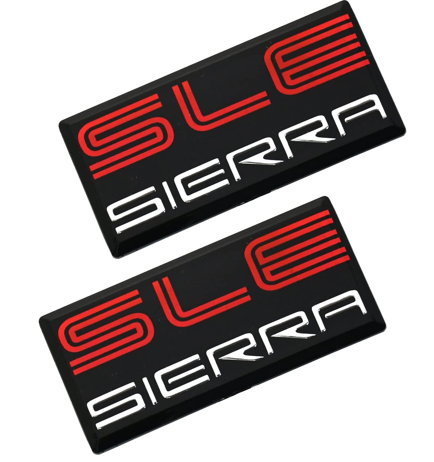 2pcs New SLE Sierra Emblems Replacement for GMC 1500 2500 3500 Pillar Cab Roof Side Badge 88 89 90 91 (Red/Chrome) (CH-SLEsierra)