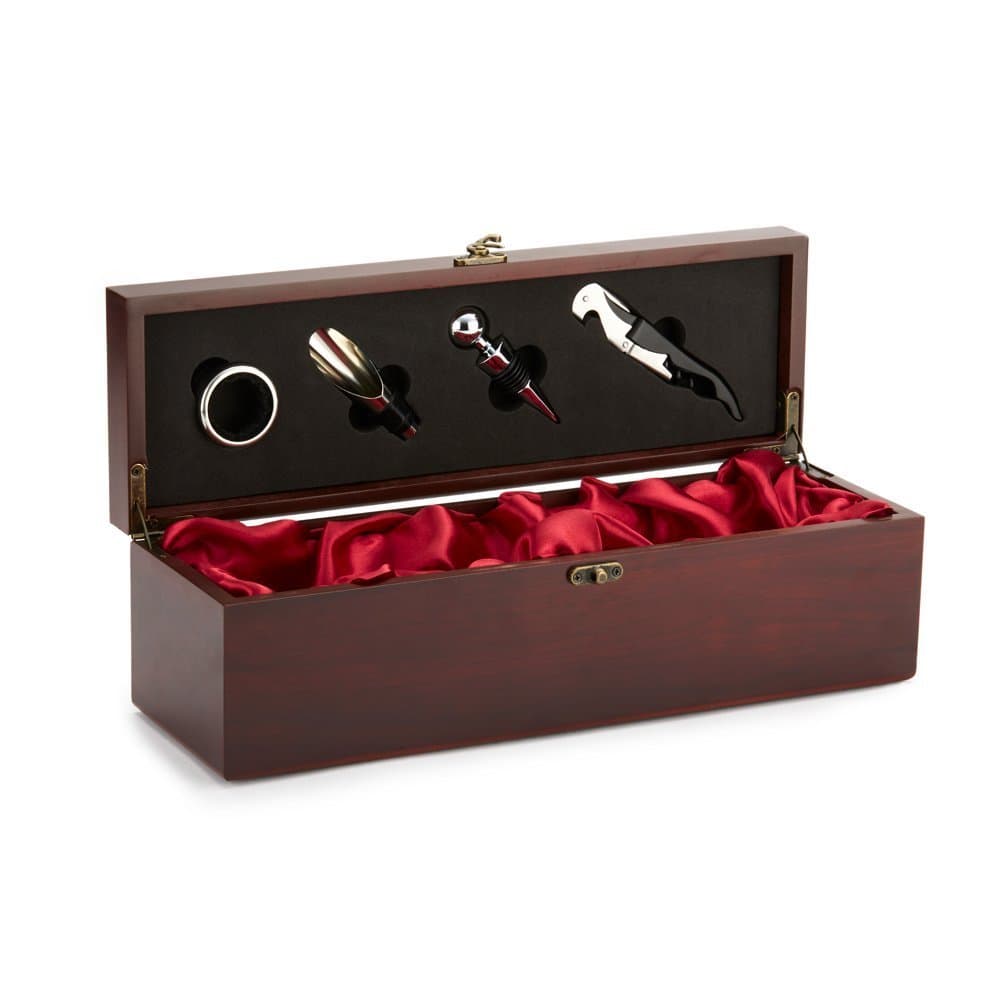 Wine Box and Tool Set with 4 Tools, Wood