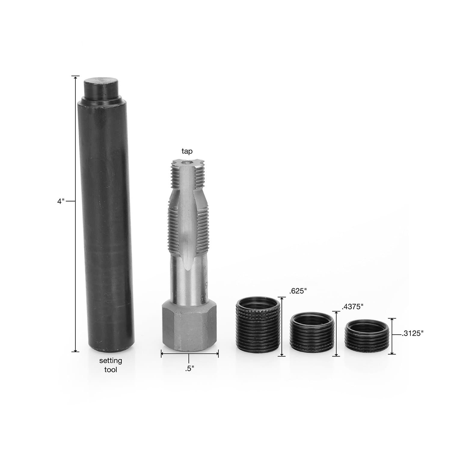 OEMTOOLS 25647 Spark Plug Saver | 14m x 1.25 Thread Reamer and Thread Inserts | 5 Piece (3 Thread Inserts, 1 Reamer, & 1 Swaging Tool) | Rethreads & Repairs Taper Seat & Gasket Type Assemblies