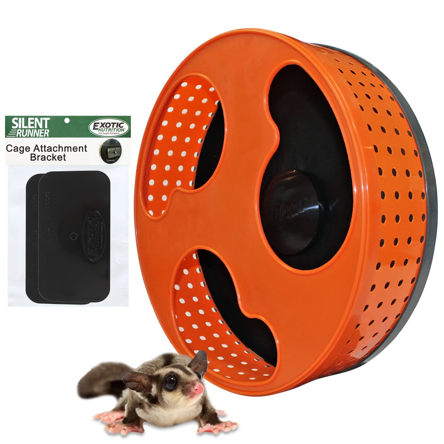 Exotic Nutrition Silent Runner 12" Regular - Durable Exercise Wheel + Cage Attachment Hardware (No Stand) - For Sugar Gliders, Women, Rats, and Other Small Pets