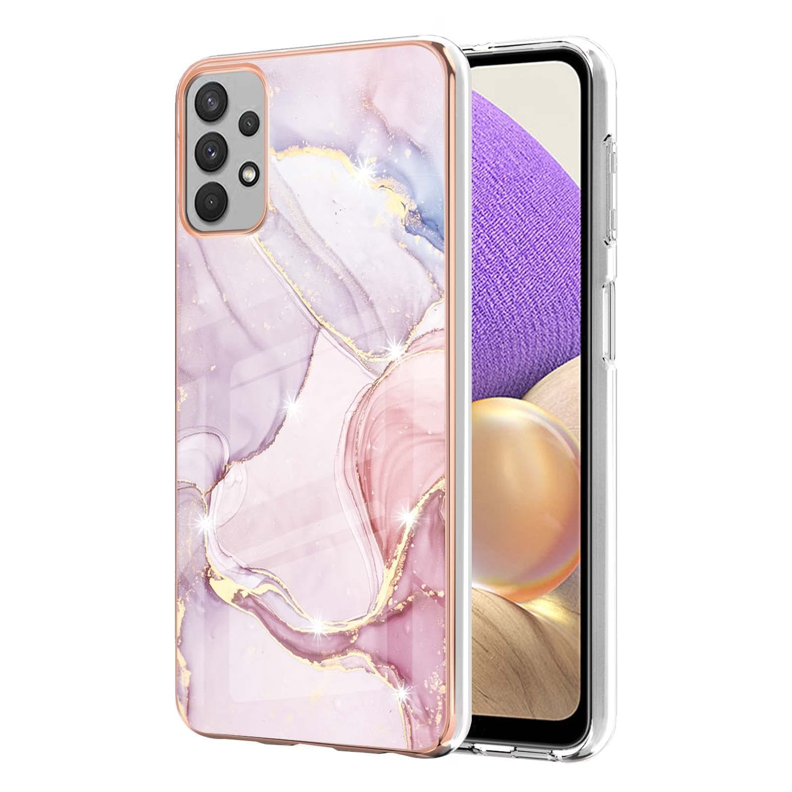 IMIRSTBasic Case Compatiable with Samsung Galaxy A32 5G IMD Soft TPU Silicone Bumper Matte Marble Scratch-Resistant Slim Protective Phone Case Back Cover for Samsung Galaxy A32 5G，YBI RoseGold