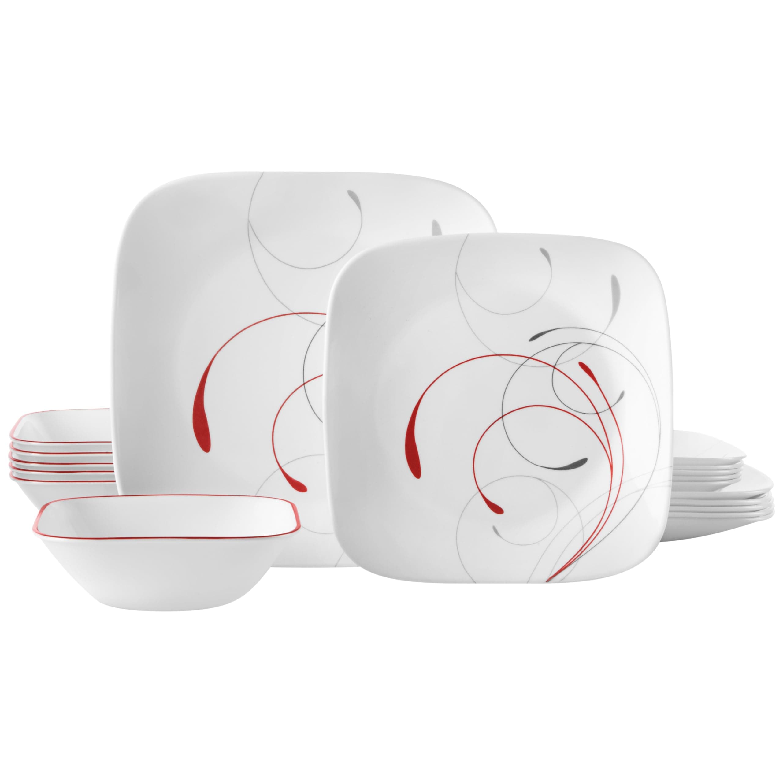Corelle vitrelle splendor dinnerware set 18 pcs white red