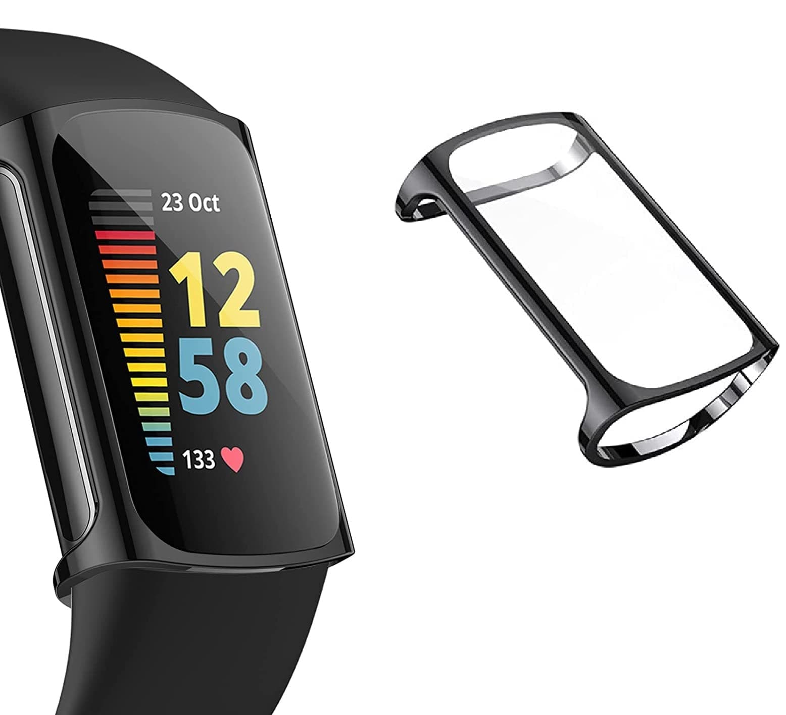 M.G.R.J® Case for Fitbit Charge 5, Soft TPU Cover for Fitbit Charge 5 with Full Protection (Black)