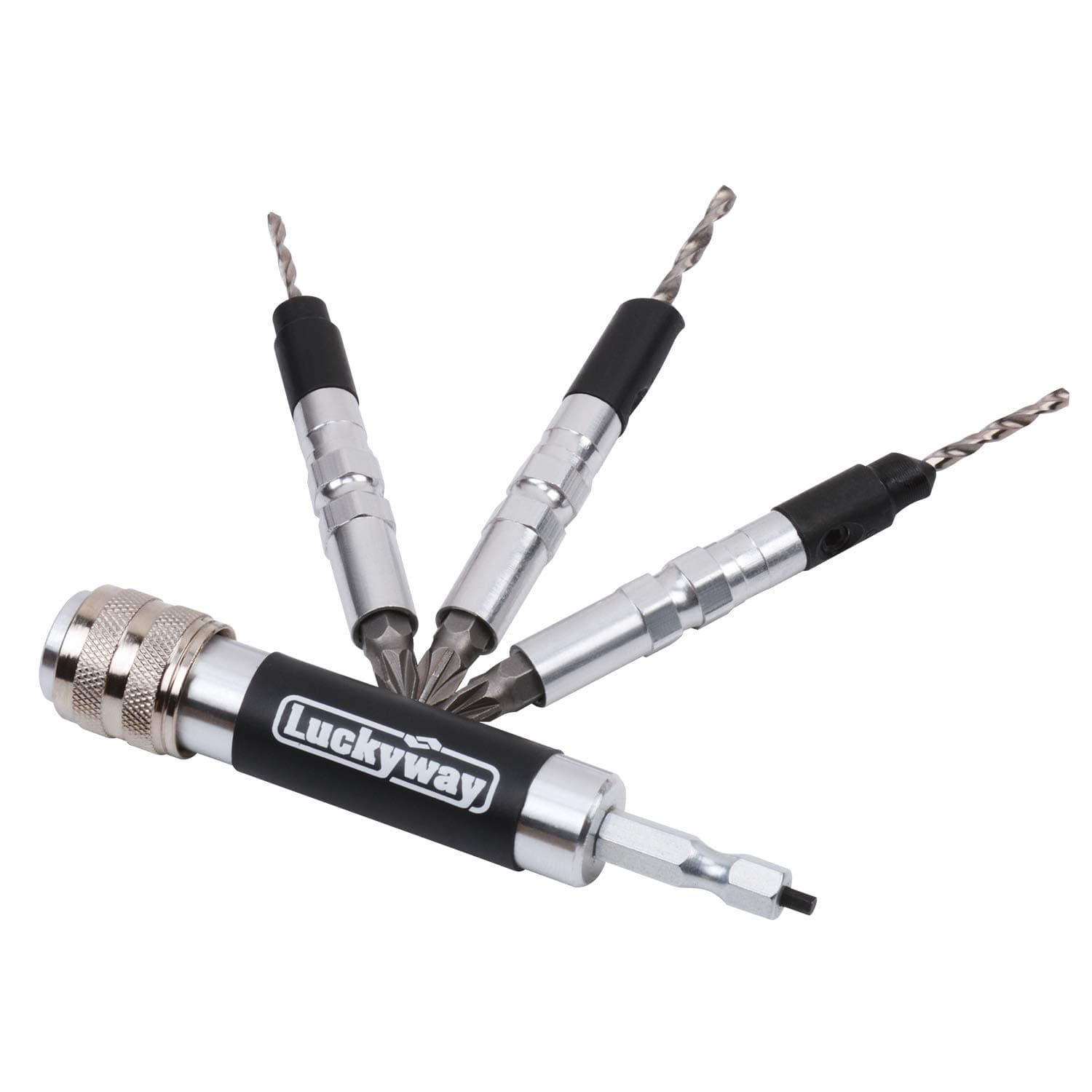 Countersink Drill Bit Set #6, #8, #10 for Wood, Drill Counter Sink Flip Drive 3 in 1 Complete Unit Set, Including Philips2 Screw Bits 4-Piece