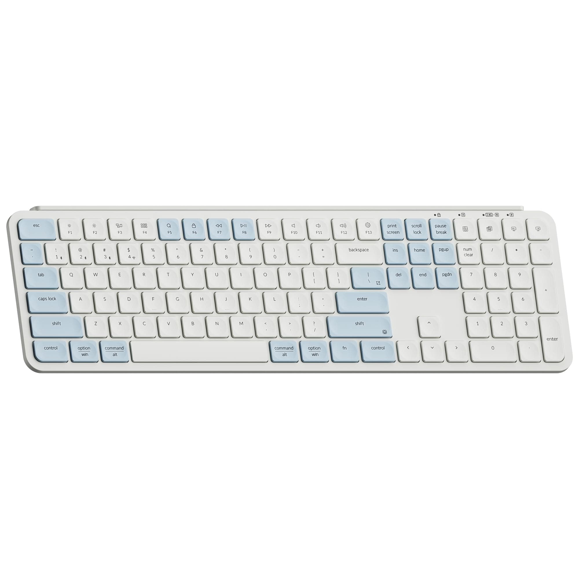 B6 Pro Ultra-Thin Wireless Keyboard, Full-Size ZMK with Numeric Keypad Quiet Typing, 2.4 GHz/Bluetooth 5.2/Wired Connection Long Battery Life, Compatible with Mac Windows Linux - Retro Blue