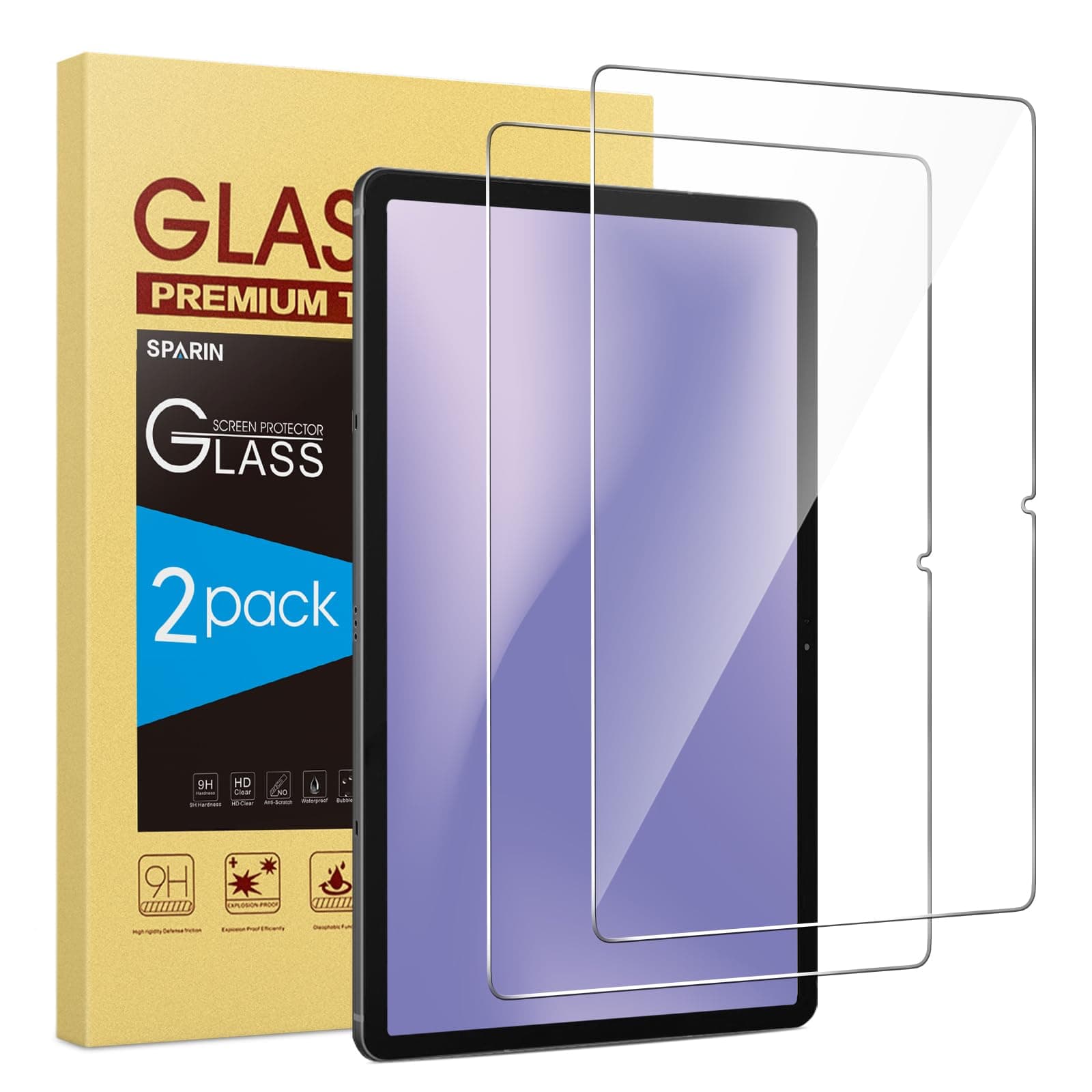 SPARIN Screen Protector for Samsung Galaxy Tab S10 Plus/S9 Plus/S9 FE Plus/S7 FE 5G/S8+ 12.4 Inch, HD Tempered Glass for galaxy Tablet S10+, Anti-Scratch, High Response -2 Pack