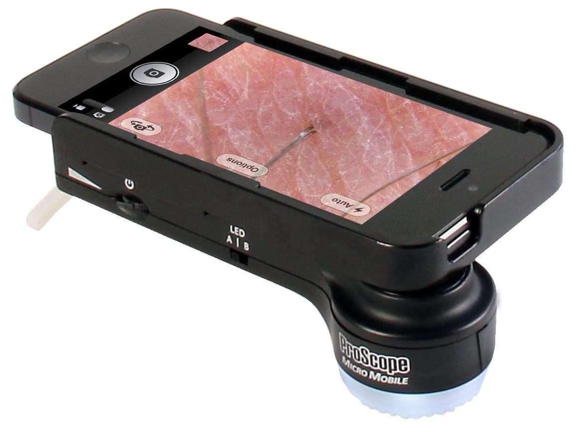Technologies ProScope Micro Mobile Digital Microscope Kit for iPhone 6 Plus, Includes PMM Base Unit, 20x-80x Lens, iPhone Sleeve, Stand, USB Charging Cable