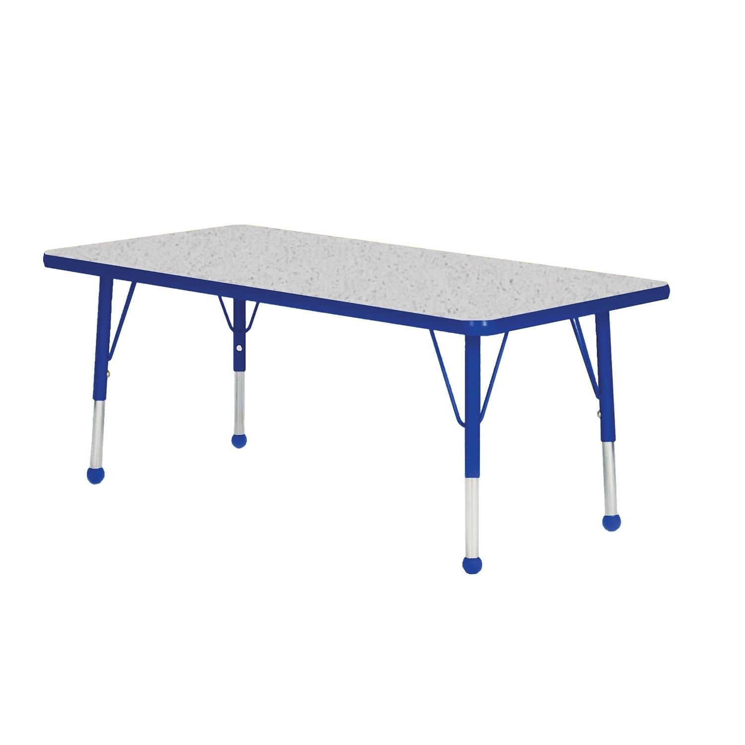 48" x 30" Rectangular Classroom Table Side Finish: Blue, Table Size: Toddler 16"-24" Ball Glide, Top Color: Gray Nebula