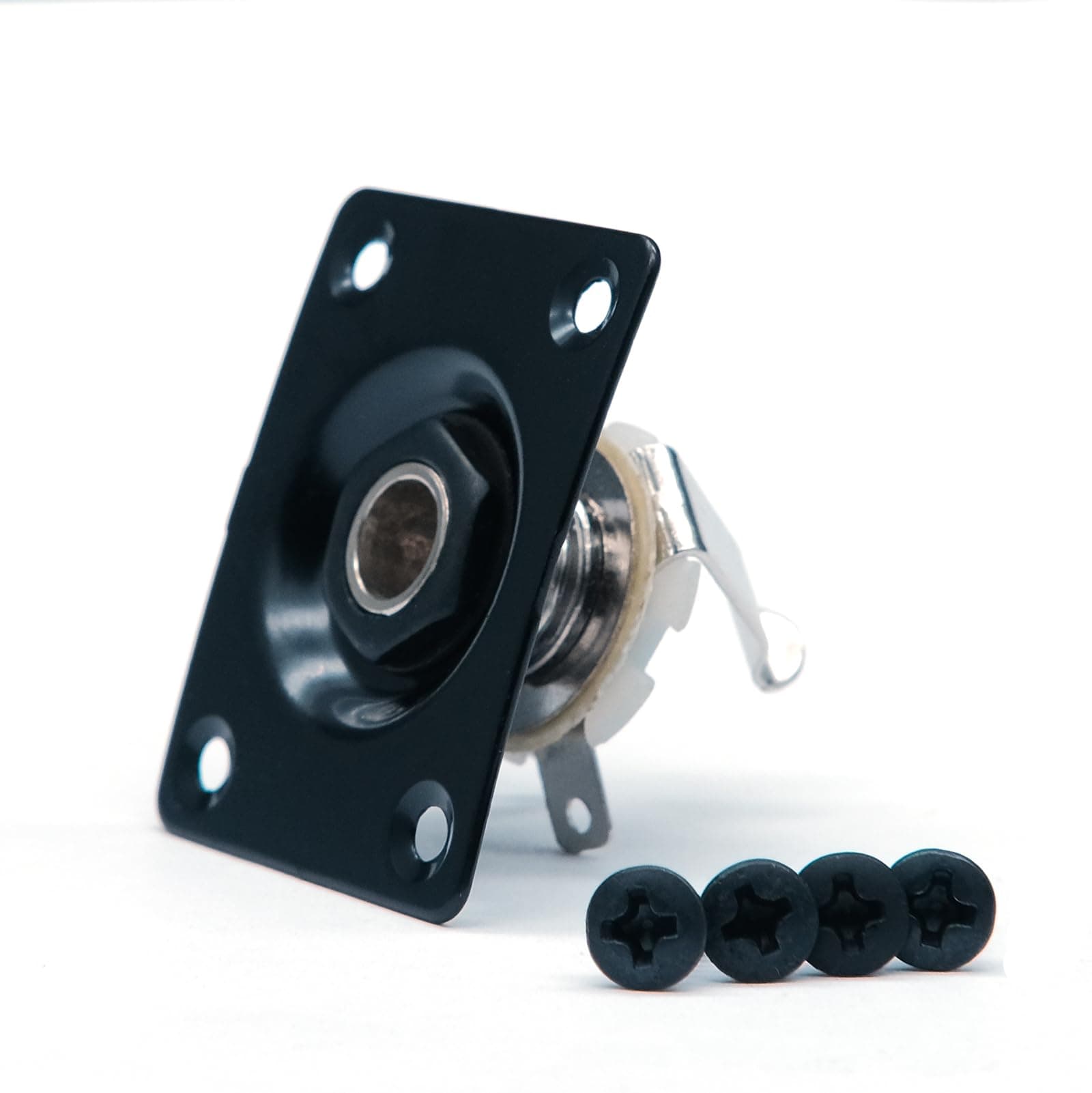 Metal 1/4 Output Jack Plate Input Jack Socket for Tele SG Style Electric Guitar Parts Replacement (Black)