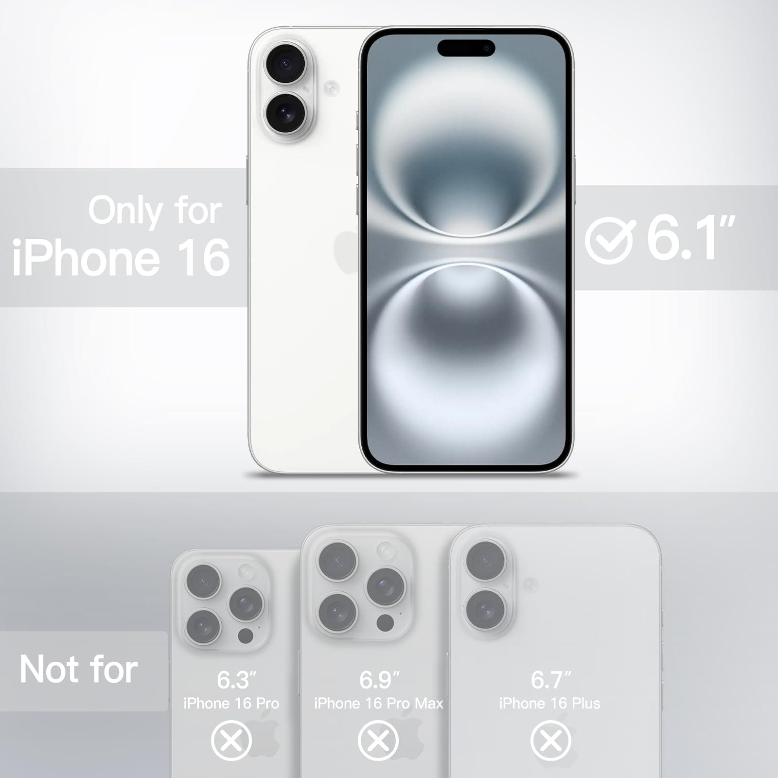 JETech Matte Case for iPhone 16 6.1-Inch, Shockproof Military Grade Drop Protection, Frosted Translucent Back Phone Cover, Anti-Fingerprint (White)