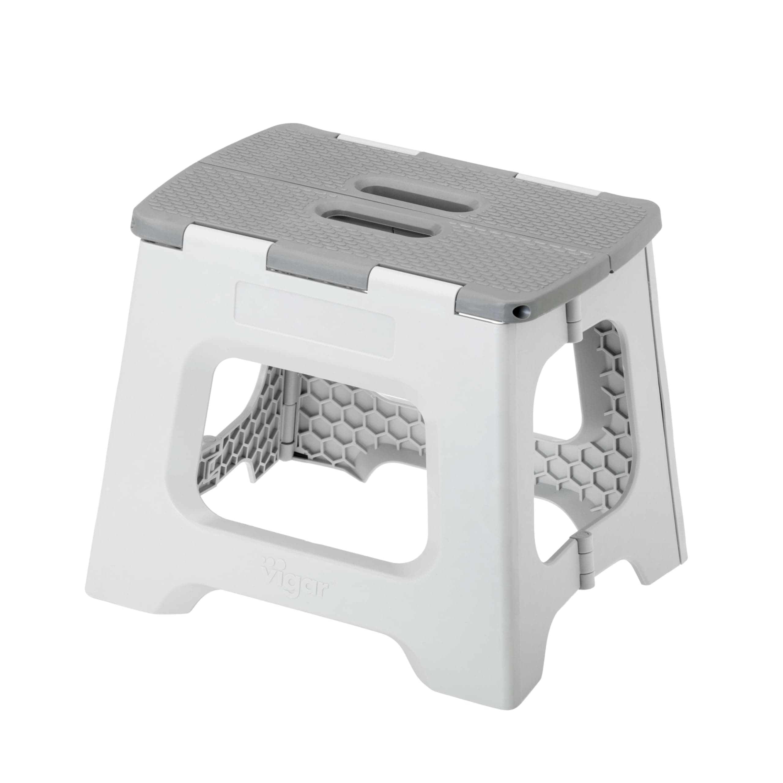 Vigar Compact Step Stool Foldable, 10-1/2-inch Step Stools for Adults up to 330 Pound, Lightweight Stool, Non-Slip Folding Step Stool, Gray