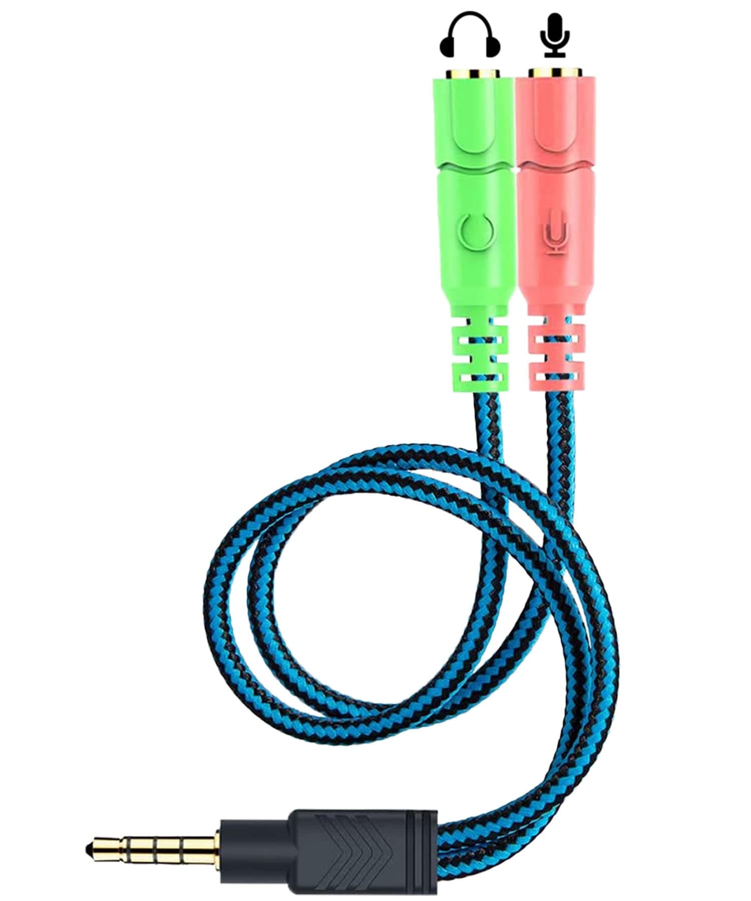 ENVEL 3.5mm Jack Cable Adapter Kit Mutual Convertors for PC headset PS4 PS3 Xbox and Smartphone Tablet Earphone with Headphone/Microphone Function Simultaneously Y Splitter Audio 2 Female to 1 Male