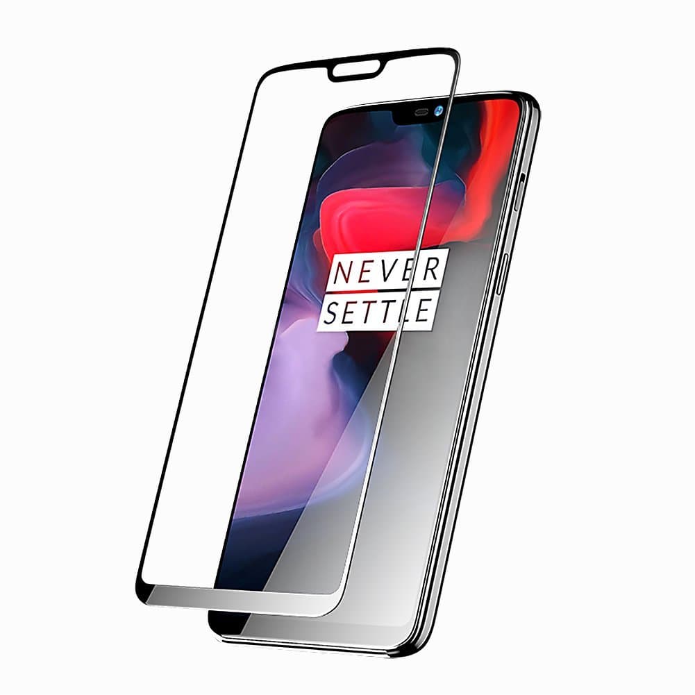 OnePlus 6 Screen Protector, AMACASE Full Coverage Tempered Glass Screen Protector[REAL 3D][9H Hardness][Anti-Scratch] [HD Clear] For Oneplus 6 -Black