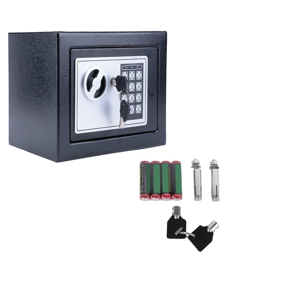 Ultrey Safe Combination Lock Mini Small Fireproof Safe with Digital Lock 22.5 x 17 x 16 cm (L * W * H) 4 Batteries and 2 Keys, black