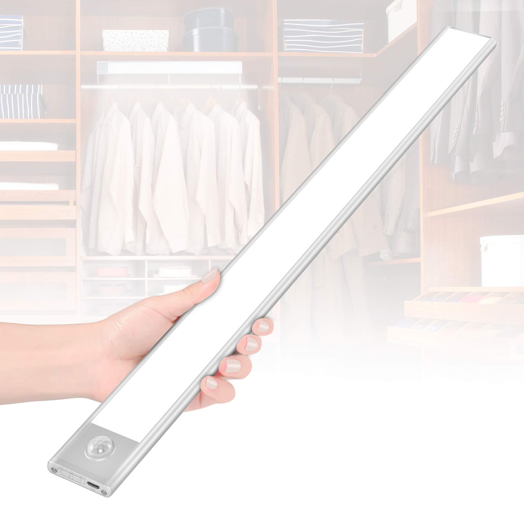 Cotanic LED Closet Light, Motion Sensor Cabinet Lights,USB Rechargeable,Detachable Ultra-Thin Night Lights with Battery for Cabinet,Wardrobe,Kitchen,Hallway