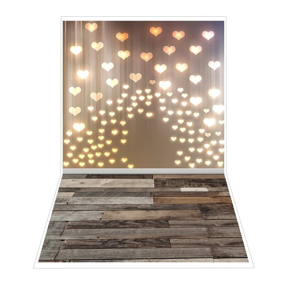 1.5 By 0.9m / 4.9 By 3.0ft Backdrop Photography Background Romantic Heart-shape Wood Floor Pattern for DSLR Camera Photo Studio Video