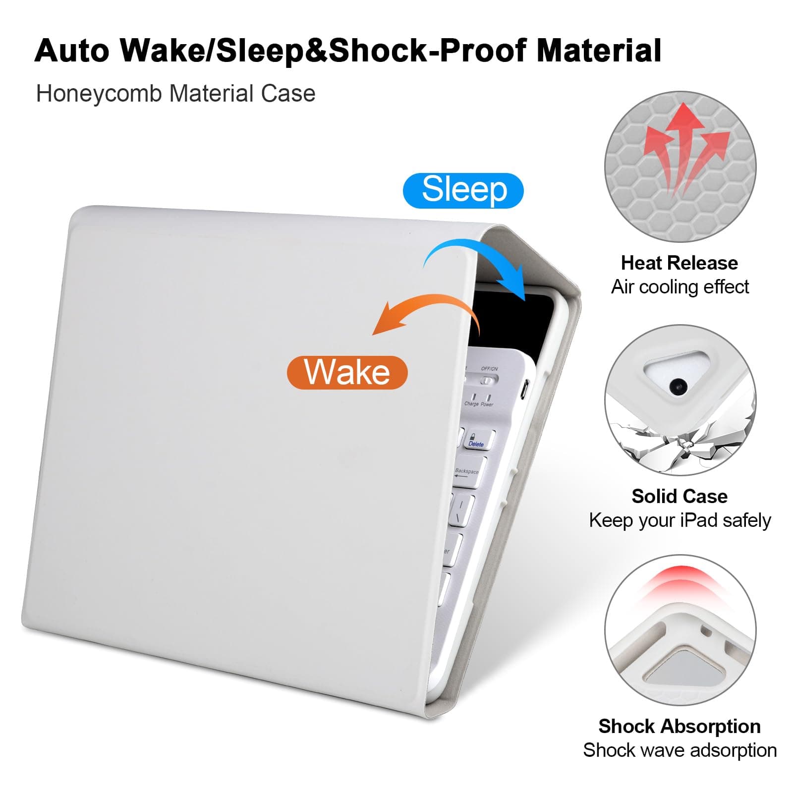 for iPad 6/5th Generation Case with Keyboard 2018/2017,Detachable Bluetooth Keyboard case for iPad Air 2/1,iPad Keyboard Case 9.7 inch with Pencil Holder,Square Keycaps,Gray