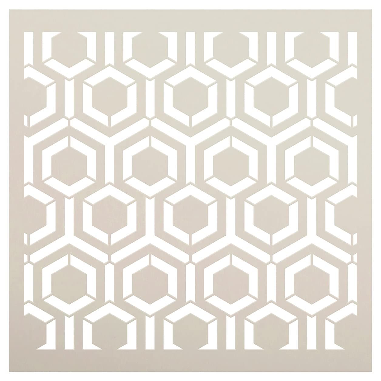 Studio R 12 Radiating Hexagon Stencil By | Geometric Repeatable Pattern Stencils For Painting | Reusable Mixed Media Template | Select Size (9 X 9 Inch)
