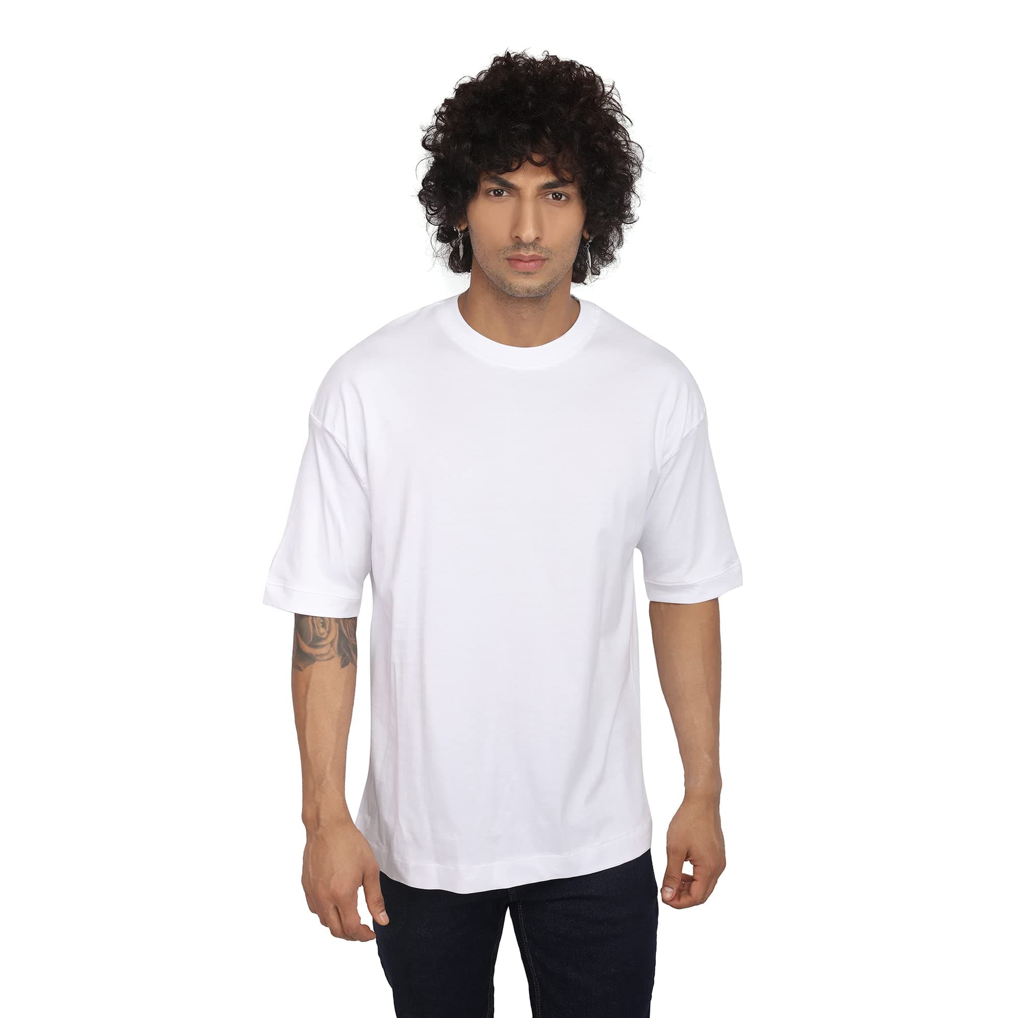 ZU 100% Cotton Relaxed Fit Solid Half Sleeves Oversized Round Neck Drop Shoulder T-Shirt for Men| Comfortable Casual Wear, Breathable Summer Tee | Fashionable, All-Day Comfort, Ideal for Everyday Use
