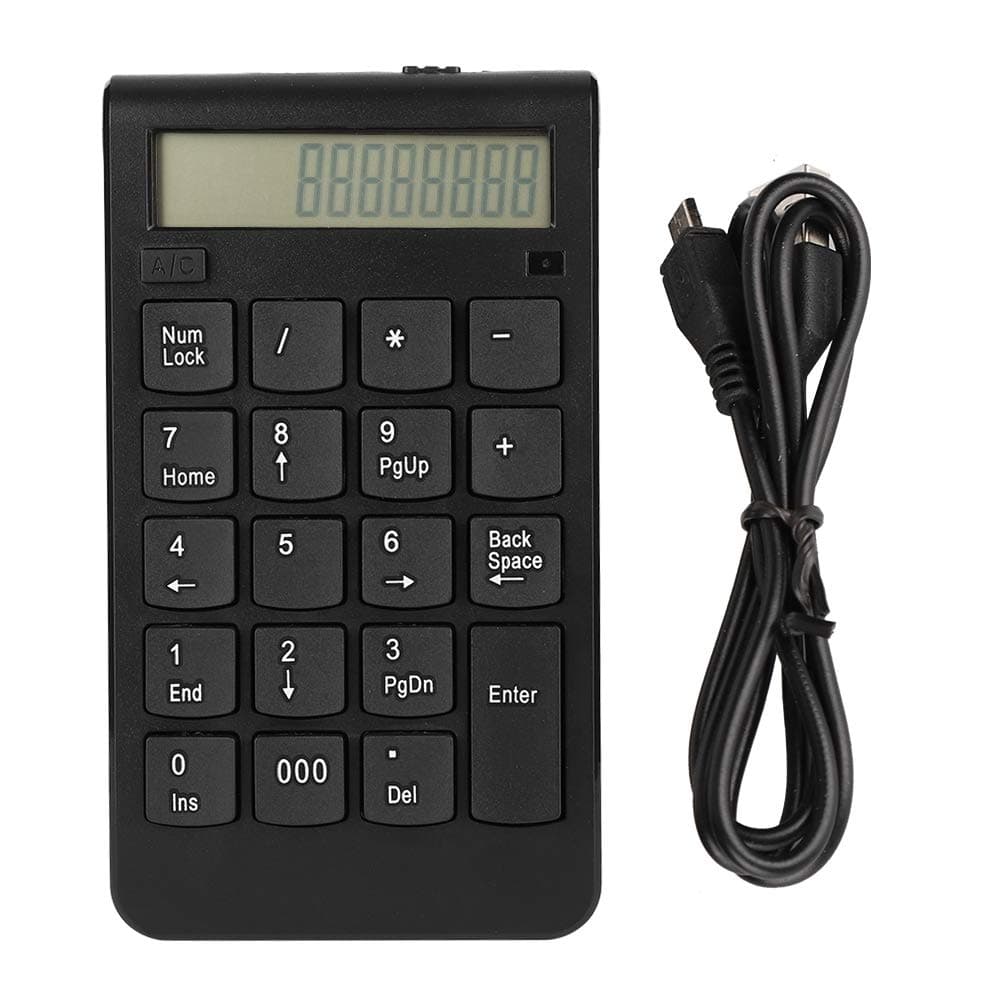 Zerone Numeric Keyboard 2.4G USB Number Pad Full Size 19 Keys Portable Keypad for Laptop PC with LCD Display
