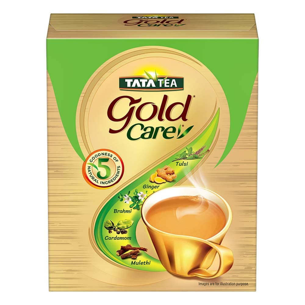 Tea Gold Care, Rich In Taste, Goodness Of Elaichi, Ginger, Tulsi, Brahmi & Mulethi, Black Tea, 250gram, Powder