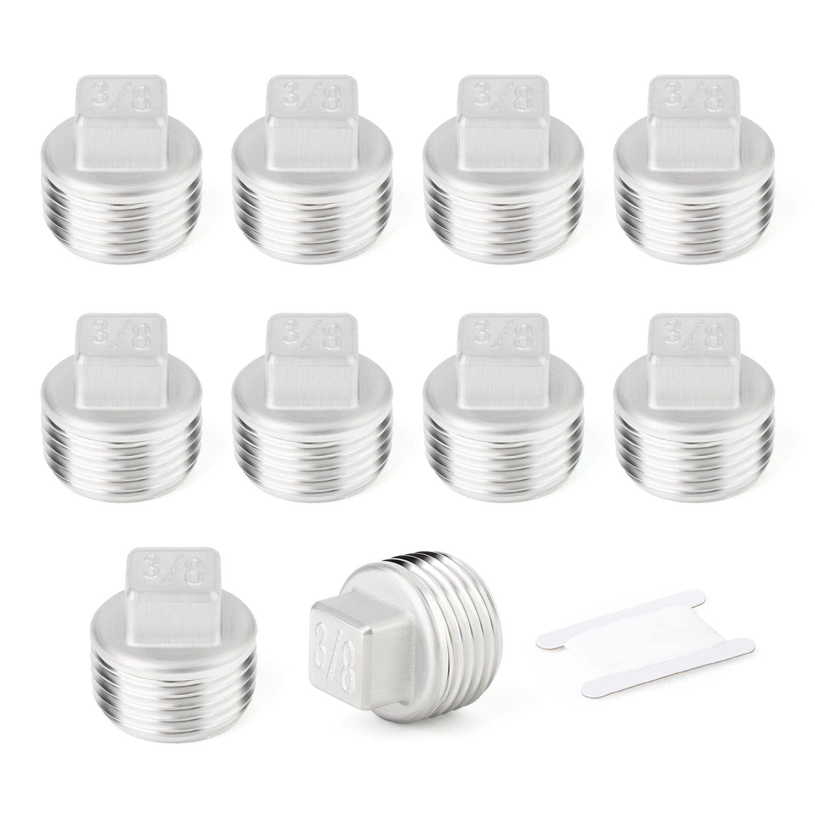 TAISHER10PCS 304 Stainless Steel Outer Square Thread Socket Pipe Plug Fitting 3/8" NPT Male