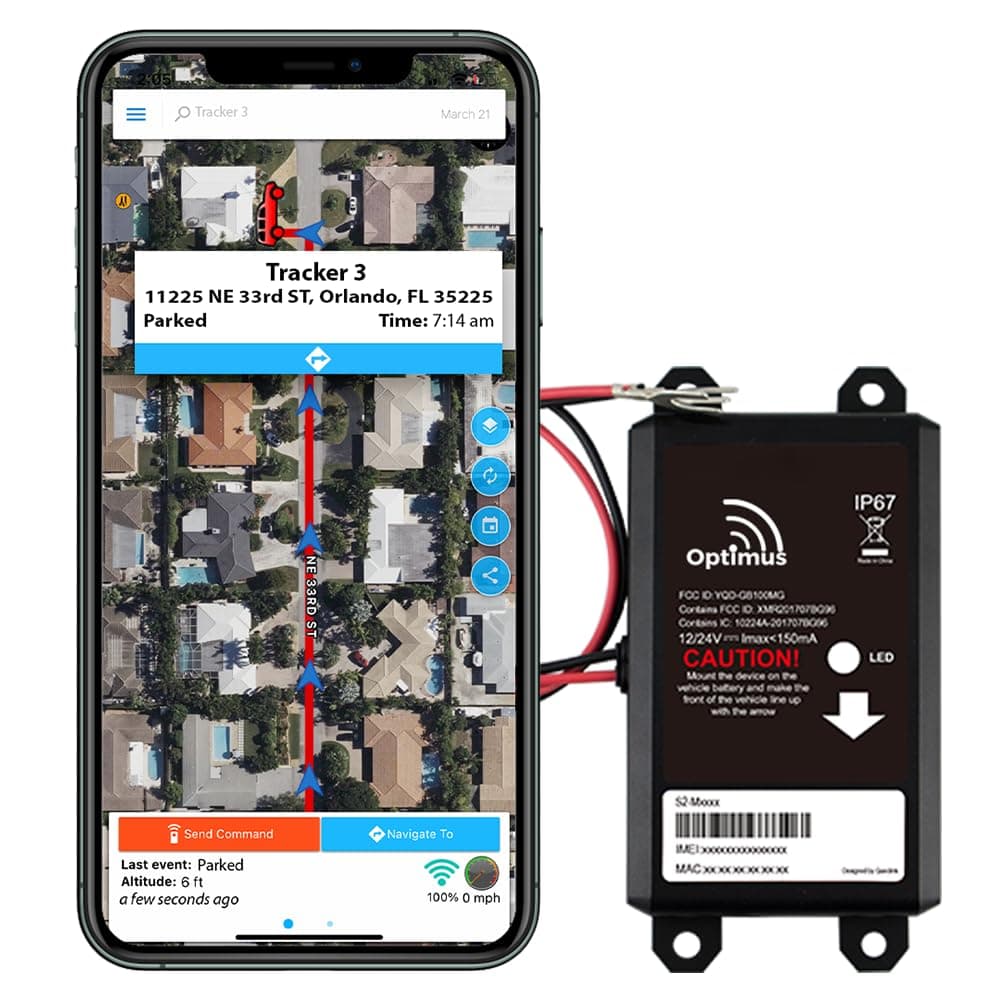 Optimus Wired GPS Tracker for Vehicles - Easy Installation on Car's Battery - Low Cost Subscription Plan Options