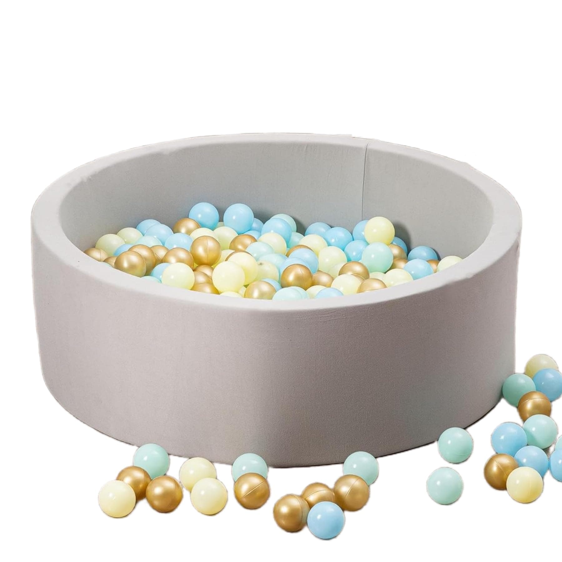 simpa Round Grey Soft Foam Ball Pit with 200 Assorted Colour Balls - Dimensions 90cm (Dia) x 30cm (H)
