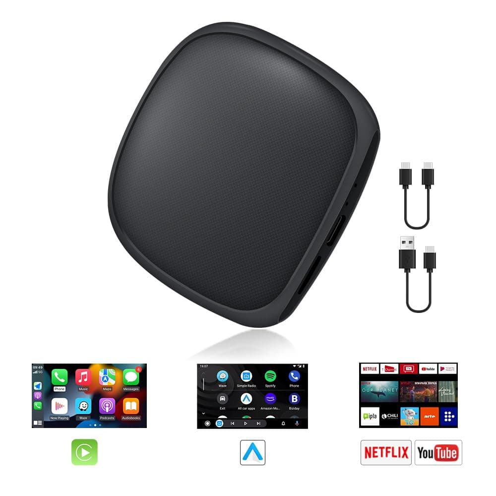 Wireless CarPlay/Android Adapter: Magic Box for Netflix/YouTube/Google Play/TF Card Multimedia Video AI Box