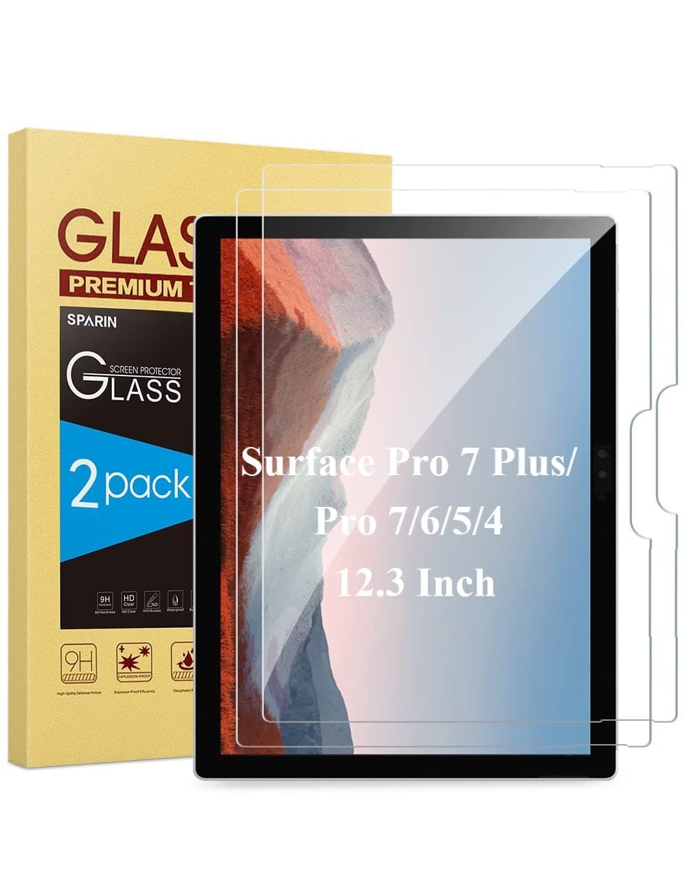 SPARIN [2 Pack] Screen Protector for Surface Pro 7 Plus/Surface Pro 7 / Surface Pro 6 / Surface Pro (5th Gen) / Surface Pro 4, Tempered Glass with Surface Pen Compatible/Scratch Resistant