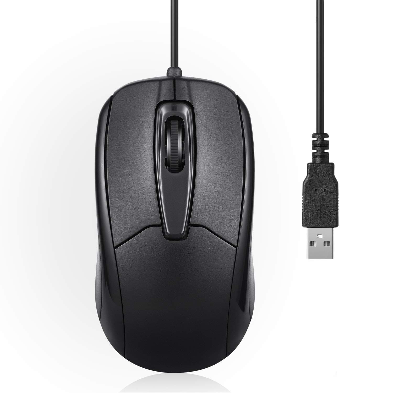PERIMICE-209 3 Button USB Wired Mouse - Optical - 1000 DPI - 5.9 Ft Cable - Black