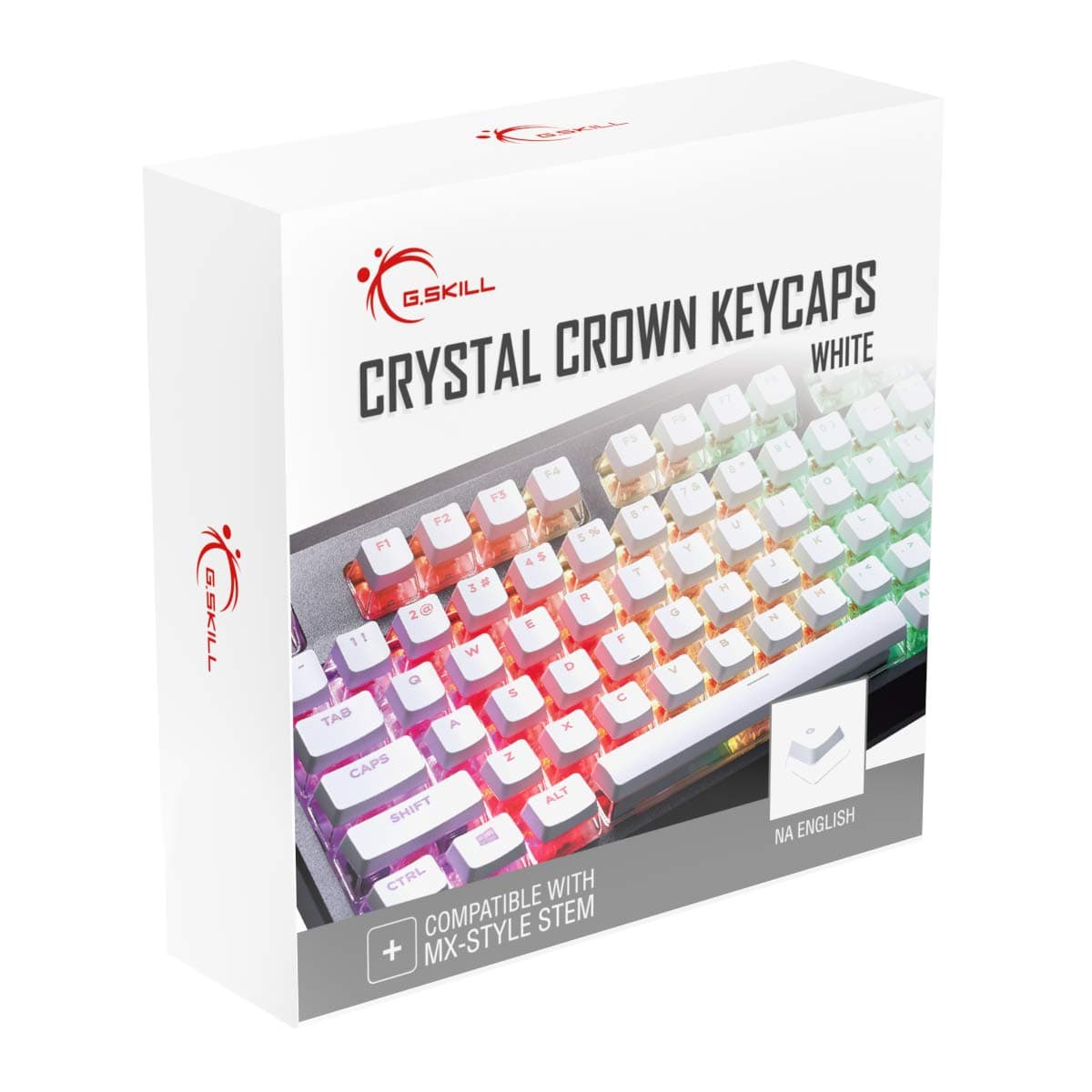 G.SKILL Crystal Crown Key Caps - Key Cap Set with Clear Layer for Mechanical Keyboards Full 104 Keys Standard ANSI 104 English (US) Layout - White